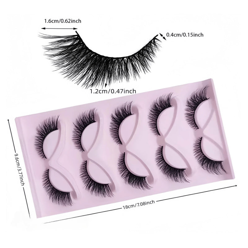 3D Cat Eye False Lashes — 15 Pairs, Fluffy Manga Wispy Clear Band - Health and wellness