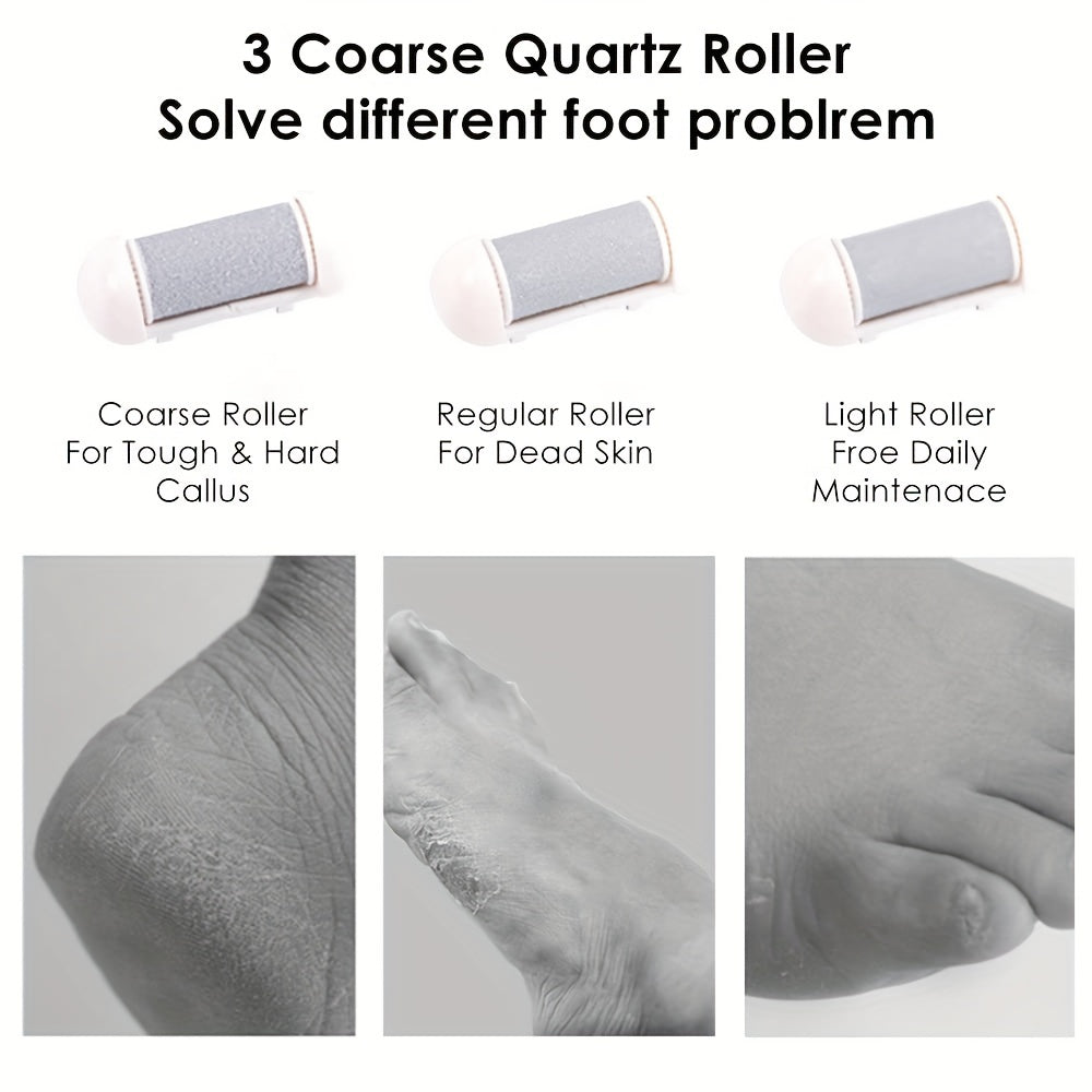 Electric Foot Callus Remover & Pedicure Kit — 3 Roller Heads, Rechargeable - Health and wellness