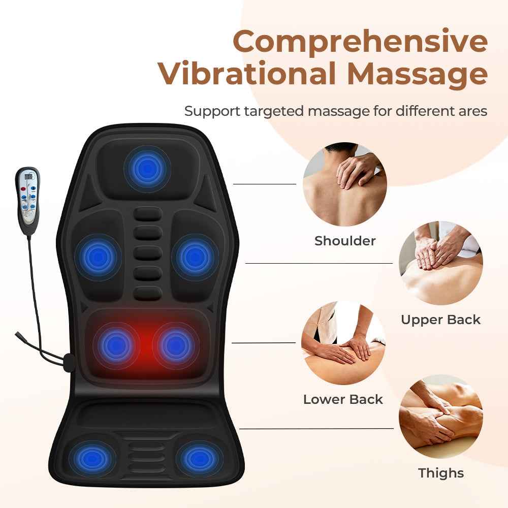 Heated Back Massager Seat Pad - Health and wellness