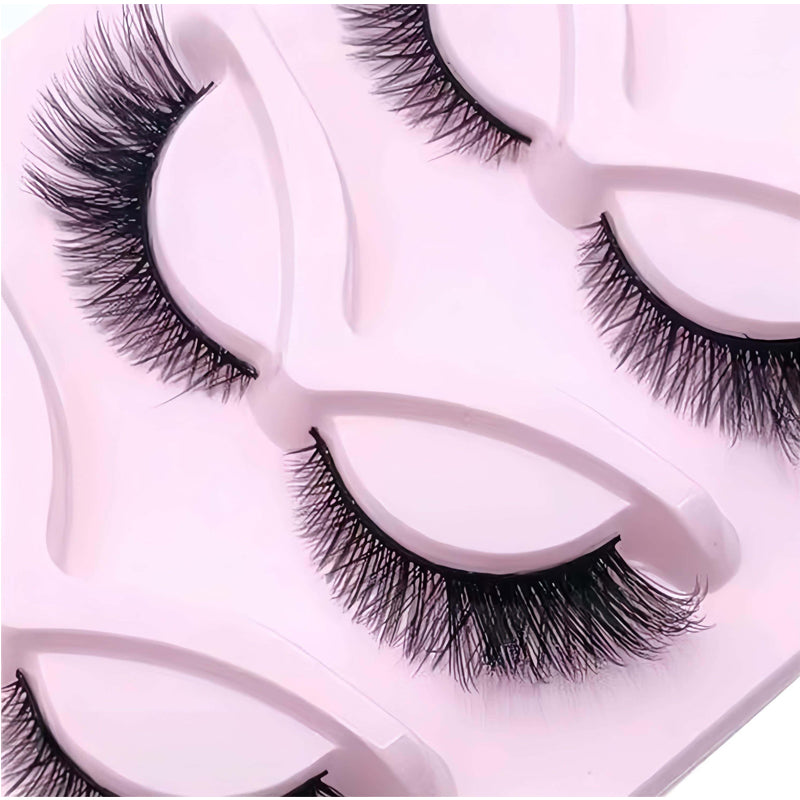 3D Cat Eye False Lashes — 15 Pairs, Fluffy Manga Wispy Clear Band - Health and wellness