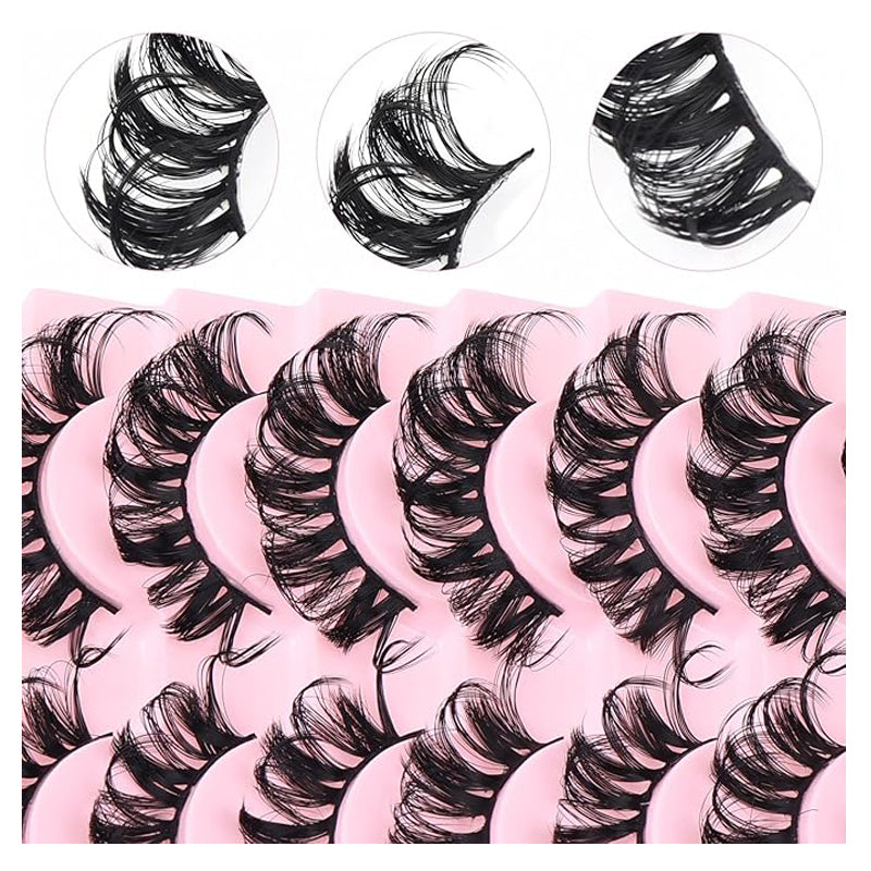 Faux Mink Lash Clusters — 10 Pairs, Fluffy Full Volume Bottom & Top Lashes - Health and wellness