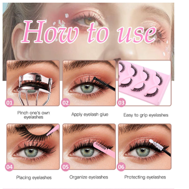 3D Cat Eye False Lashes — 15 Pairs, Fluffy Manga Wispy Clear Band - Health and wellness