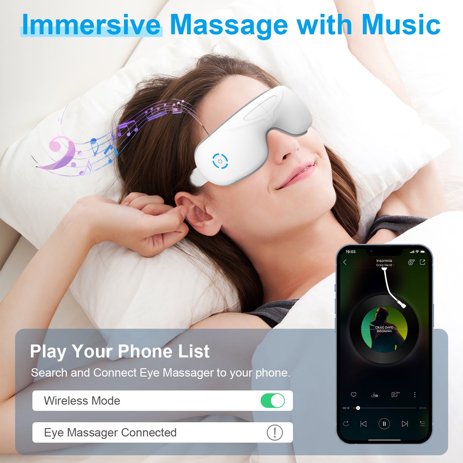 Eye Massager with Heat, Music & Air Pressure - Health and wellness