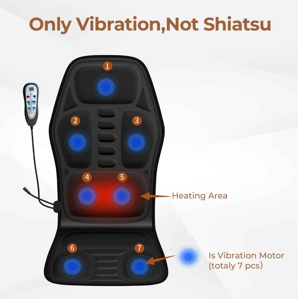 Heated Back Massager Seat Pad - Health and wellness