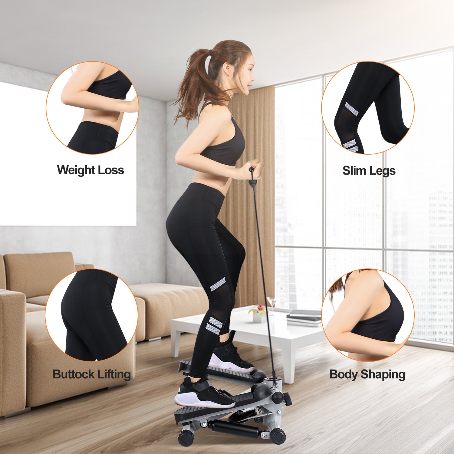 Mini Fitness Stepper with Resistance Bands & LCD Monitor - Health and wellness