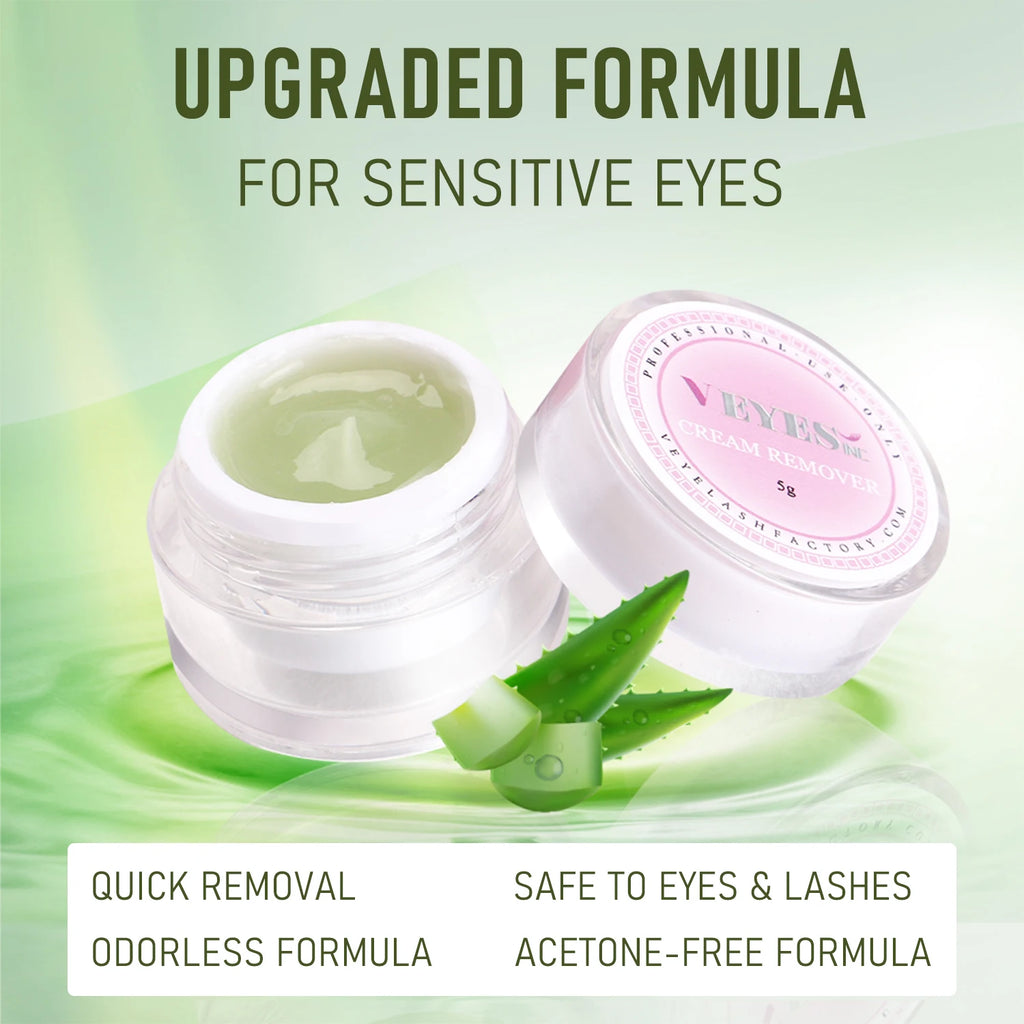 Eyelash Extensions Cream Remover — Aloe Gentle Lash Glue Remover for Sensitive Eyes