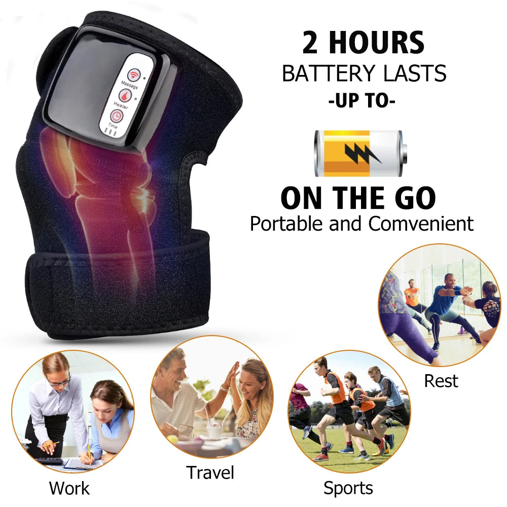 Electric Knee Massager with Far Infrared Heat for Joint Brace Support and Pain Relief - Health and wellness