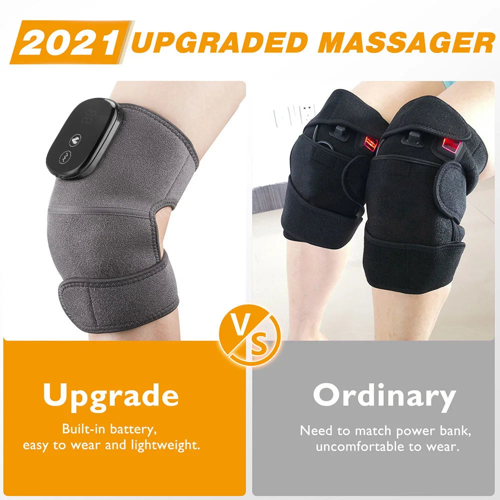 Electric Knee Massager with Far Infrared Heat for Joint Brace Support and Pain Relief - Health and wellness