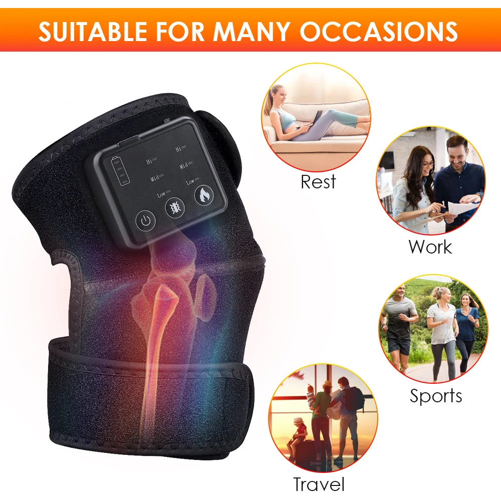 Electric Knee Massager with Far Infrared Heat for Joint Brace Support and Pain Relief - Health and wellness