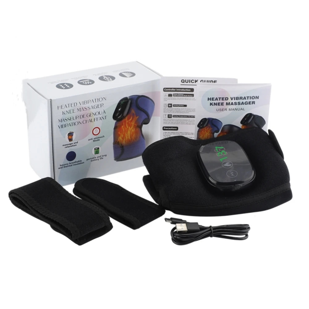 Electric Knee Massager with Far Infrared Heat for Joint Brace Support and Pain Relief - Health and wellness