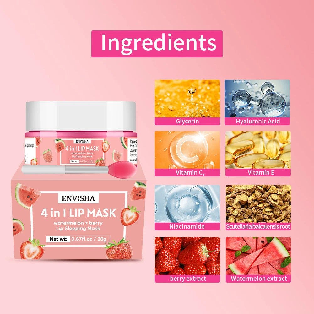 ENVISHA Exfoliating Lip Mask & Overnight Lip Scrub - Health and wellness