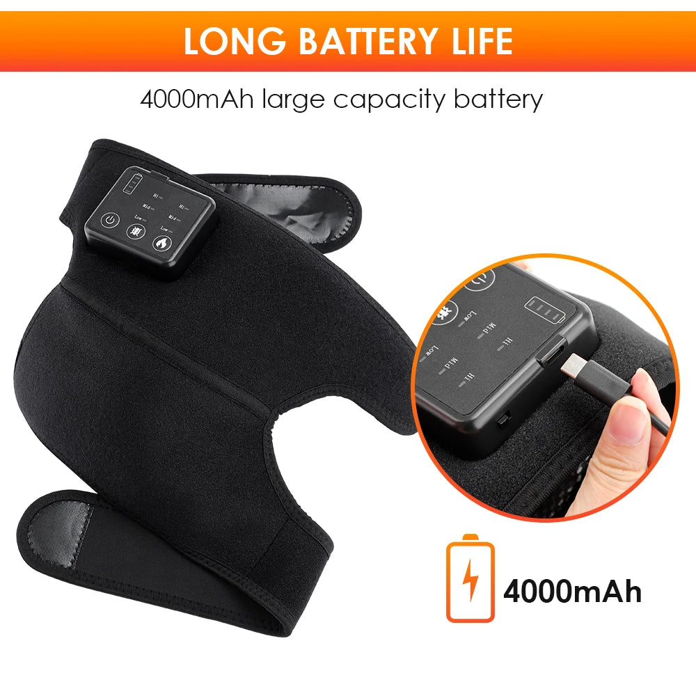 Electric Knee Massager with Far Infrared Heat for Joint Brace Support and Pain Relief - Health and wellness