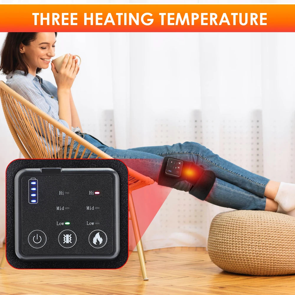 Electric Knee Massager with Far Infrared Heat for Joint Brace Support and Pain Relief - Health and wellness