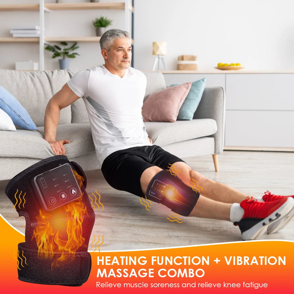 Electric Knee Massager with Far Infrared Heat for Joint Brace Support and Pain Relief - Health and wellness