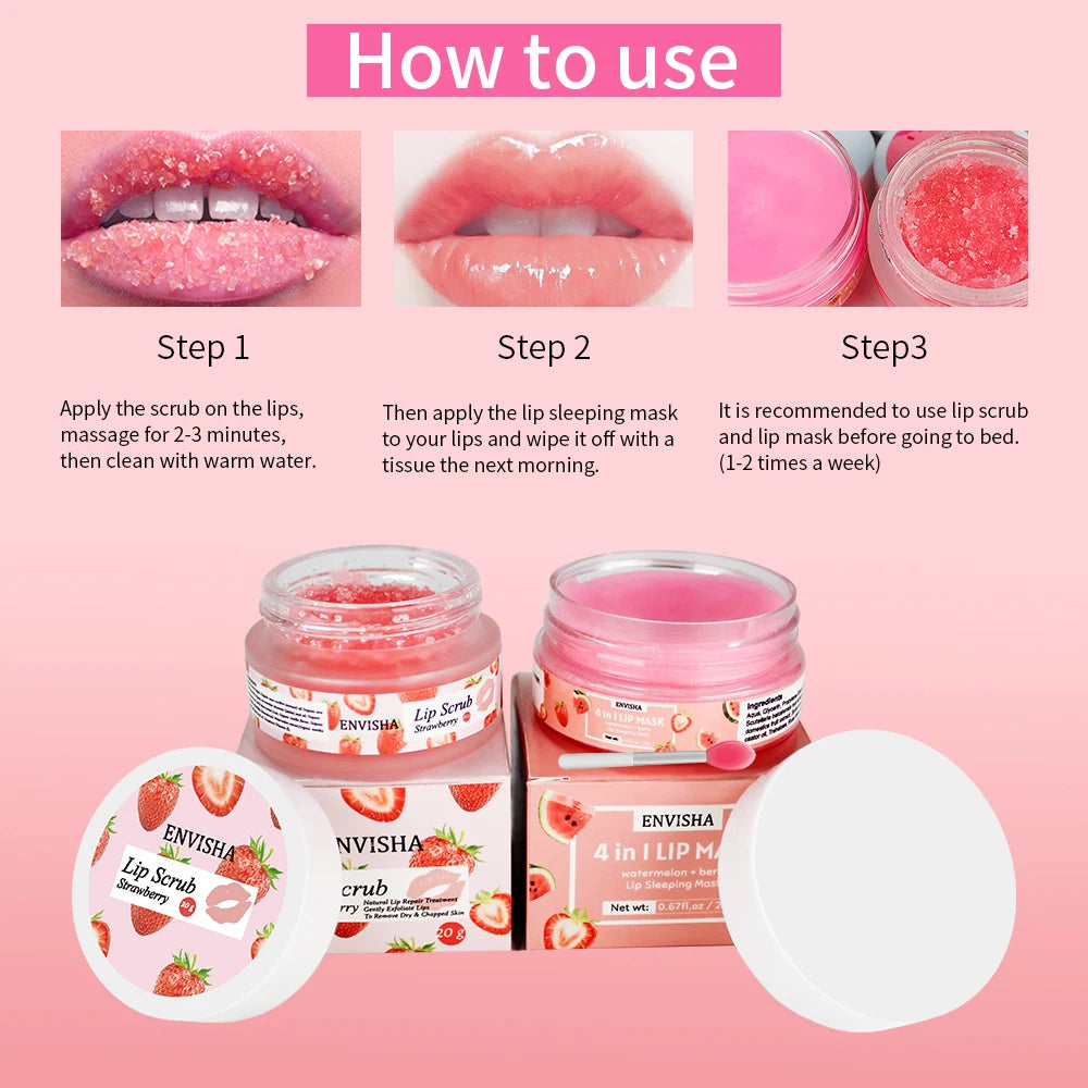 ENVISHA Exfoliating Lip Mask & Overnight Lip Scrub - Health and wellness