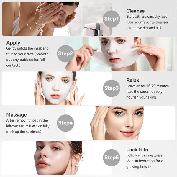 Collagen Deep Hydrating Face Mask — 5 Sheets for Firmer, Glowing Skin - Health and wellness