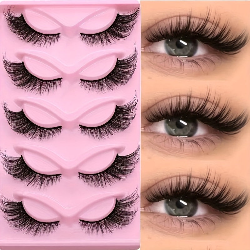 3D Cat Eye False Lashes — 15 Pairs, Fluffy Manga Wispy Clear Band - Health and wellness