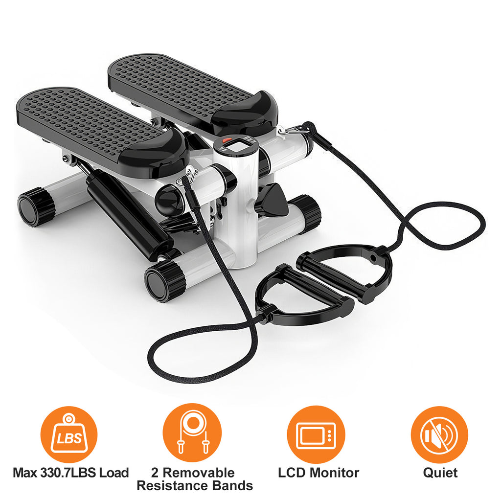 Mini Fitness Stepper with Resistance Bands & LCD Monitor - Health and wellness