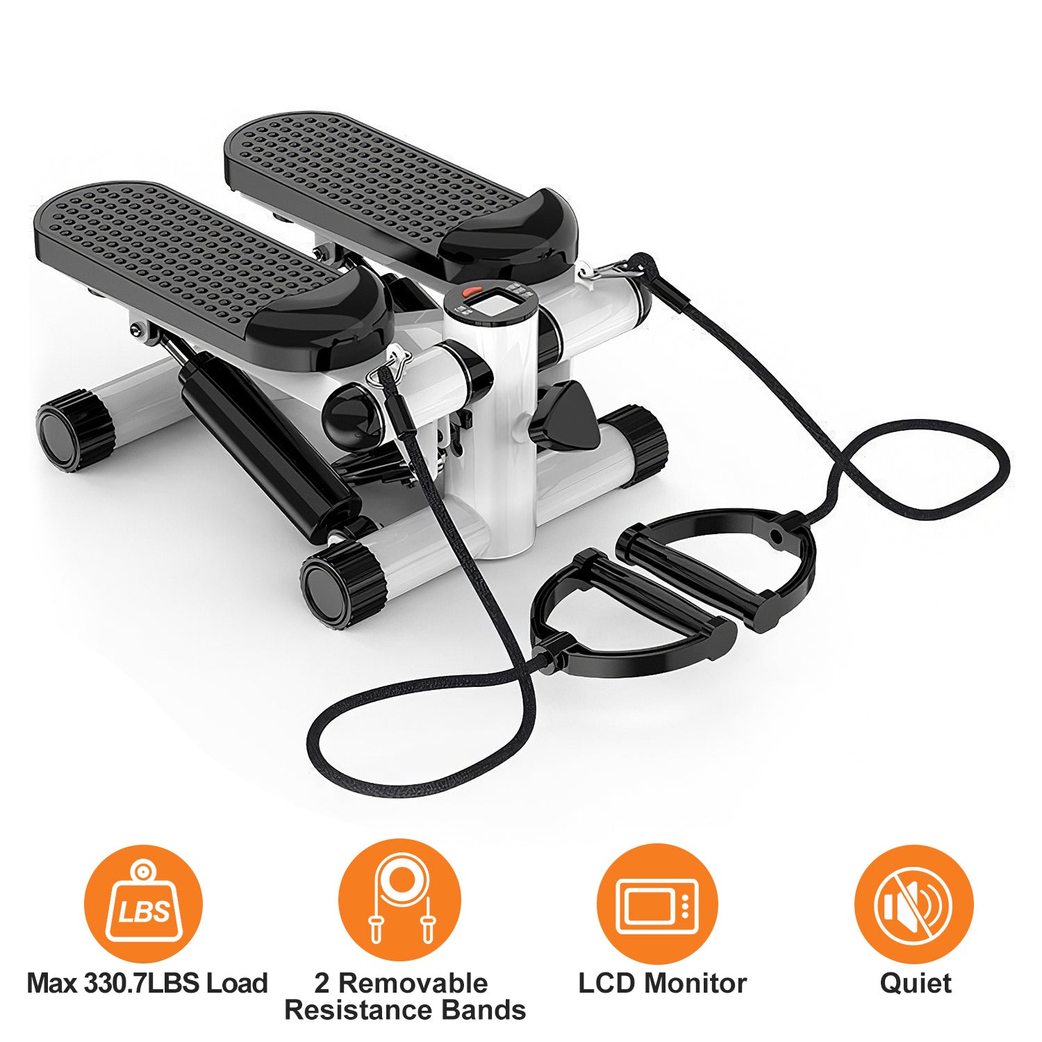 Mini Fitness Stepper with Resistance Bands & LCD Monitor - Health and wellness