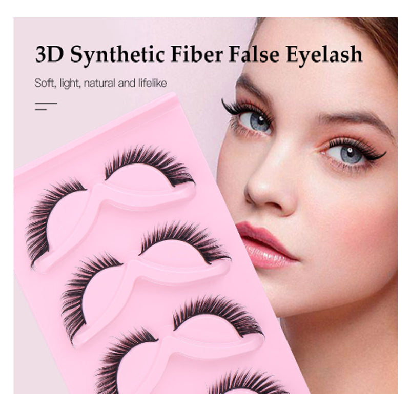 3D Cat Eye False Lashes — 15 Pairs, Fluffy Manga Wispy Clear Band - Health and wellness