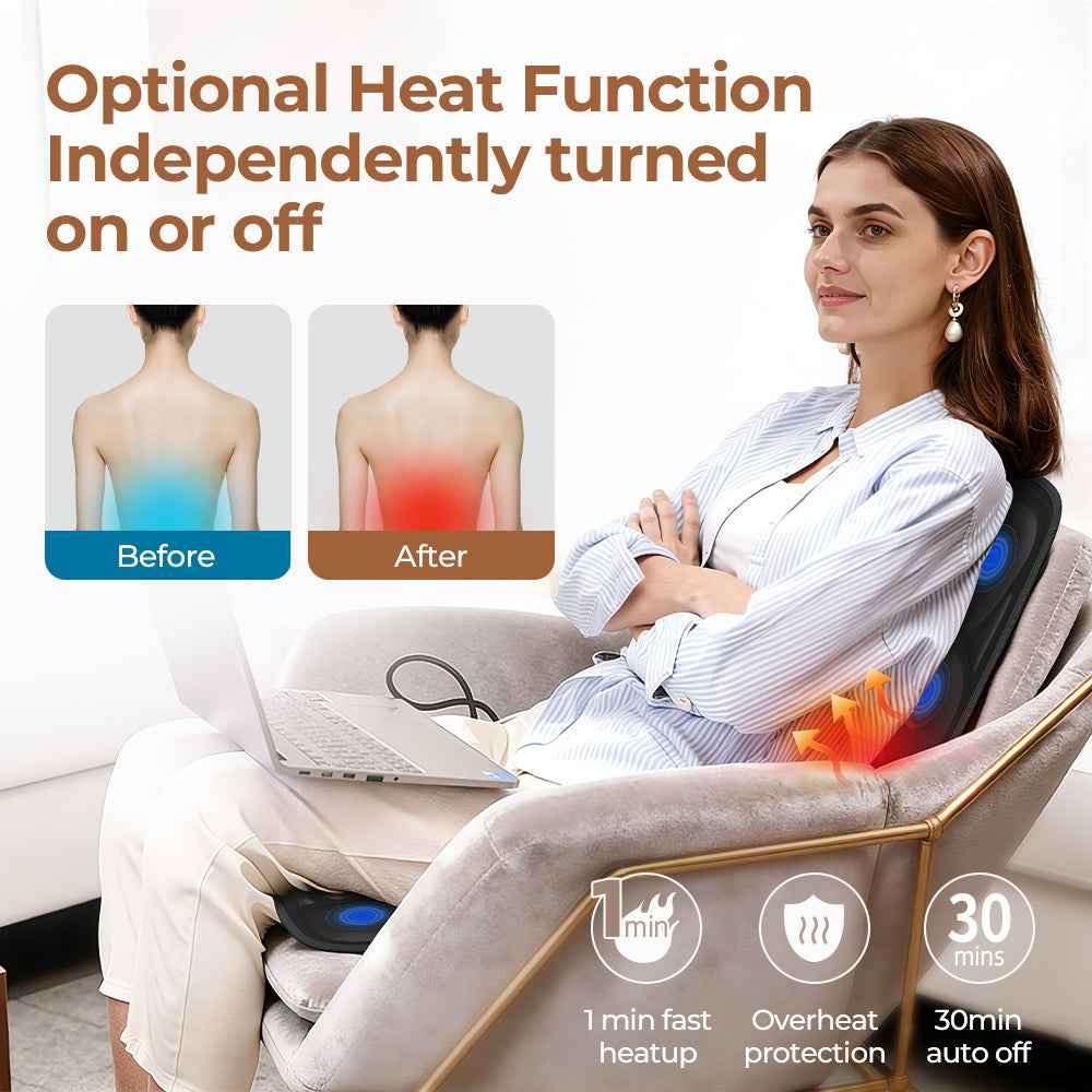 Heated Back Massager Seat Pad - Health and wellness