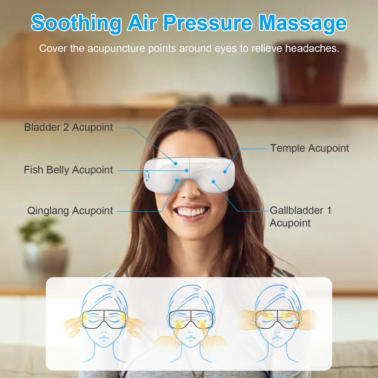 Eye Massager with Heat, Music & Air Pressure - Health and wellness