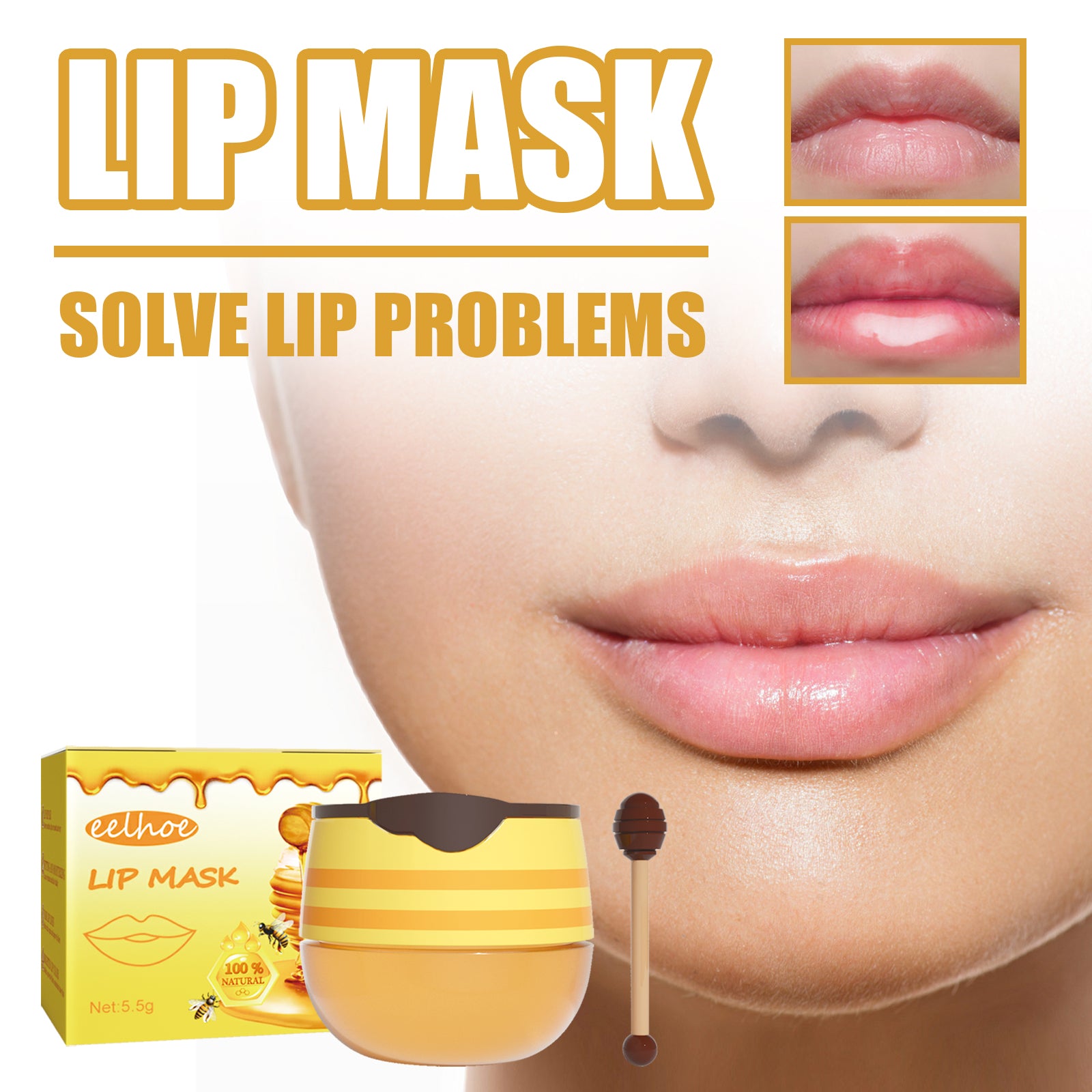 Honey Lip Mask — Moisturizing, Exfoliating & Repairing Overnight Treatment - Health and wellness